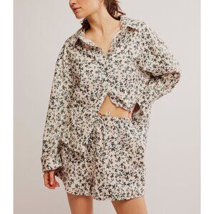 Free People Floral Pajama Set NEW in package Cream and Black